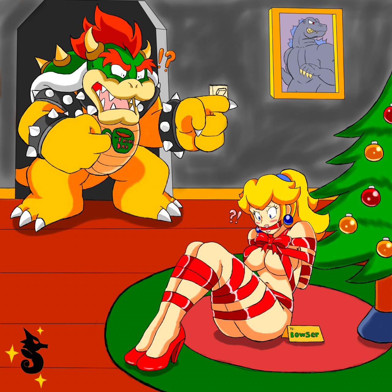 bowser+godzilla+princess <b>peach</b>.