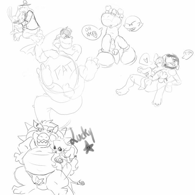 boo (mario)+bowser+elliot+max+princess peach+sam+wolfie+yoshi