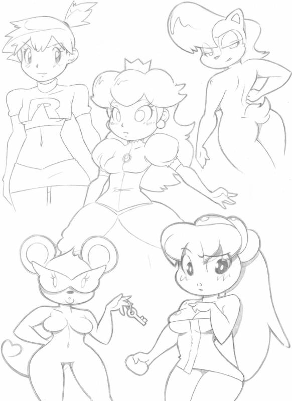 kasumi (pokemon)+ms mowz+princess peach+team rocket+tiff