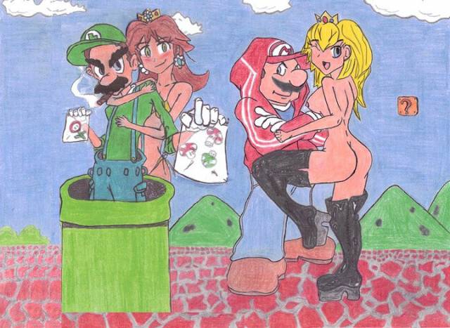 luigi+princess daisy+princess peach