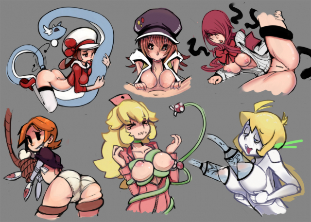 curly brace+dragonair+lyra+lyra (pokemon)+mitsuru kirijo+peacock (skullgirls)+piranha plant+princess peach+shiki misaki